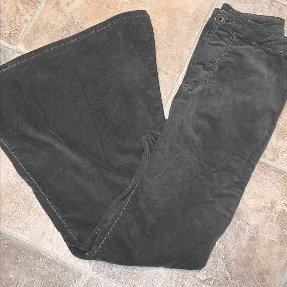 Army Green Corduroy Flare Pants